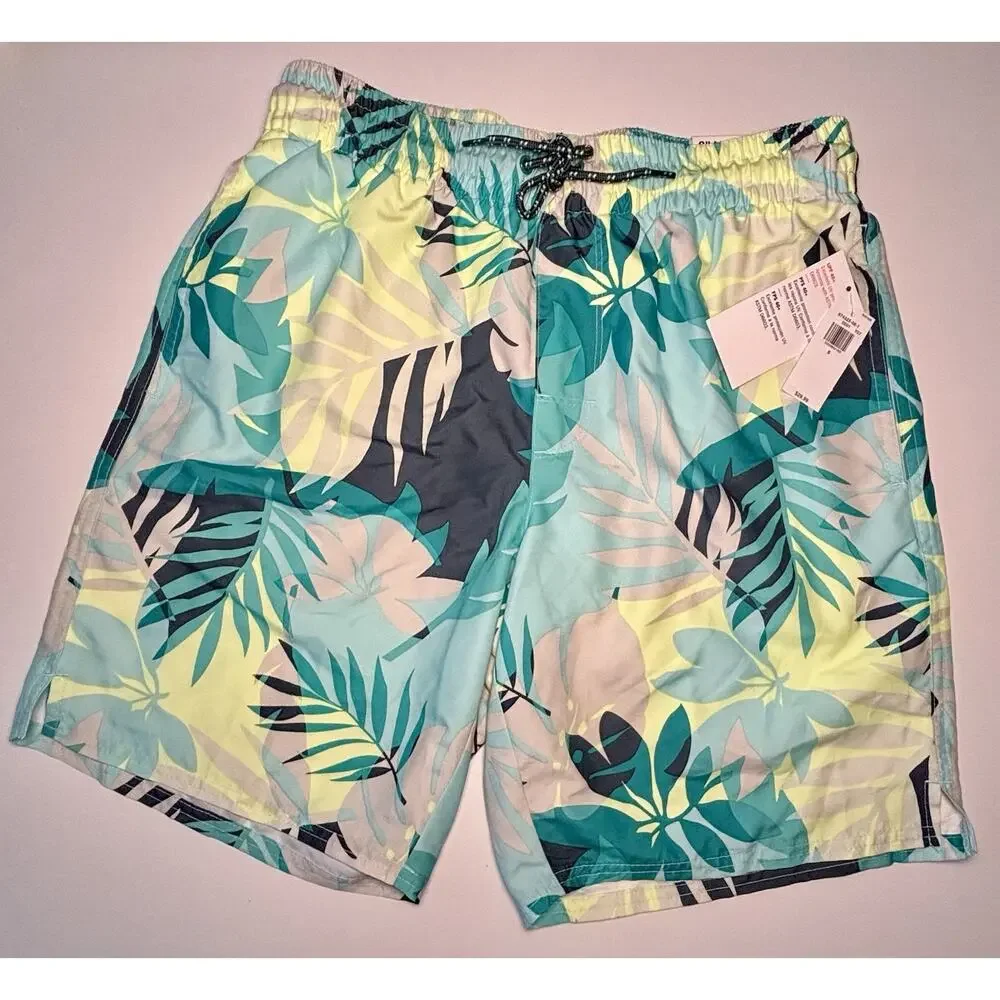 Old Navy Men’s Swim Trunks Tropical Hawaii Style Size Small At Knee Length 8”